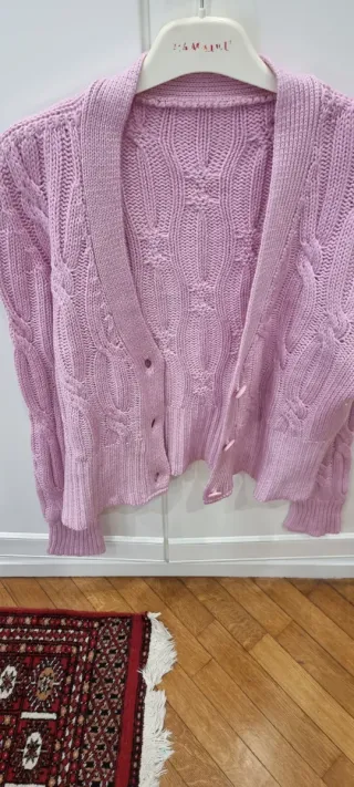 Cardigan in lana rosa