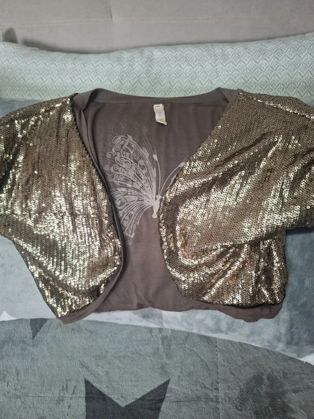 Top lentejuelas dorado talla M