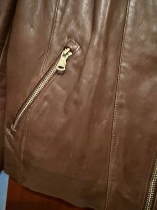 Cazadora cuero Massimo Dutti marrón