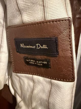 Cazadora cuero Massimo Dutti marrón