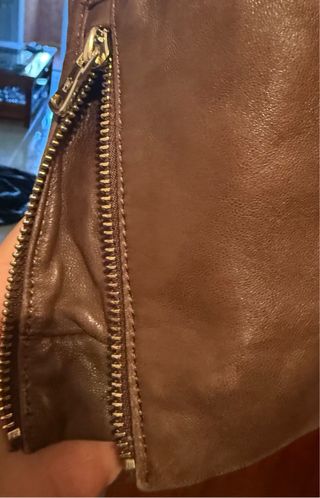 Cazadora cuero Massimo Dutti marrón