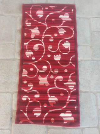 Tappeto rosso cucina floreale 1.40m