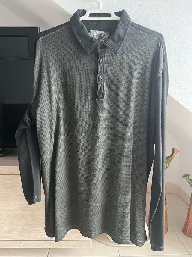 Camisa Unnati Manga Larga Verde Oliva Talla XL