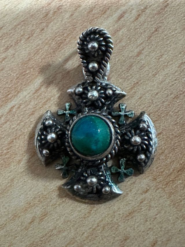 Ciondolo Croce Gerusalemme con Pietra Eilat