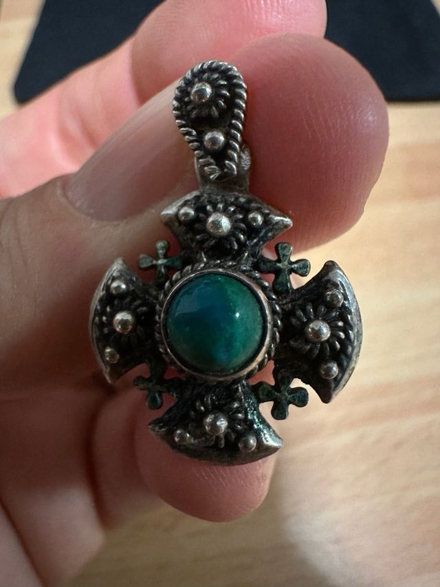 Ciondolo Croce Gerusalemme con Pietra Eilat