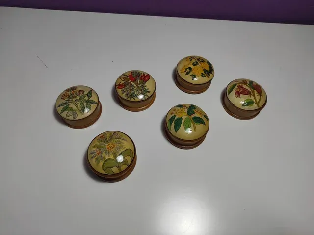 Juego 6 cajitas artesanales de madera
