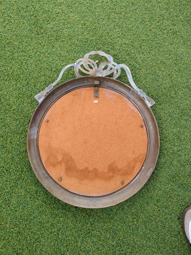 Espejo antiguo latón con cuerda decorativa