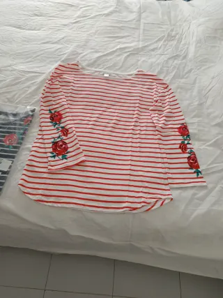 2 Sudaderas Venca Rayas Rojas azul marino algodon