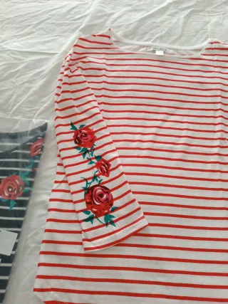 2 Sudaderas Venca Rayas Rojas azul marino algodon