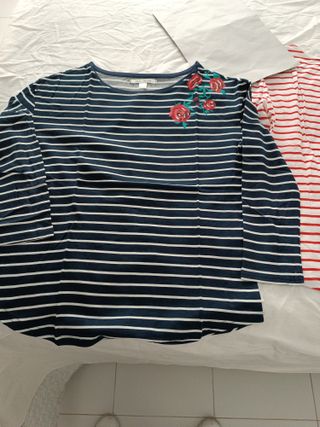 2 Sudaderas Venca Rayas Rojas azul marino algodon