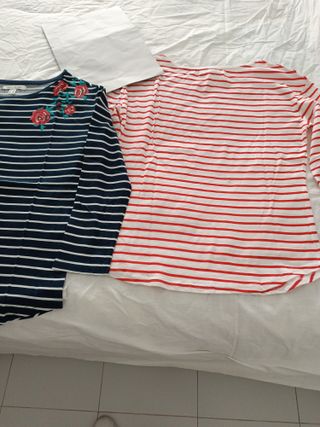 2 Sudaderas Venca Rayas Rojas azul marino algodon