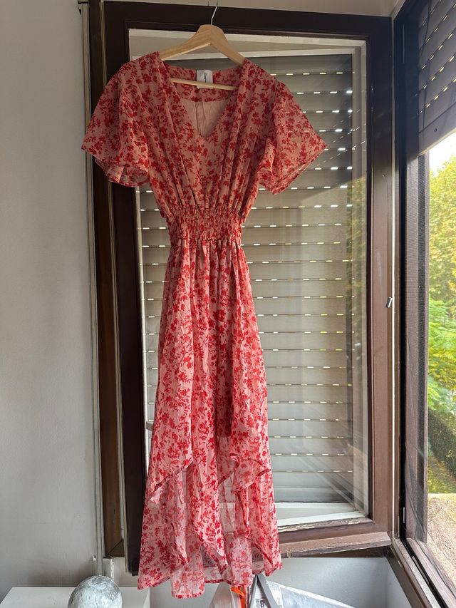 Vestido rosa estampado flores 1 uso