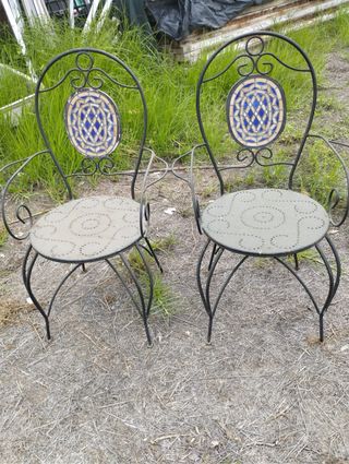 Juego 2 Sillas Hierro Forjado Antiguas