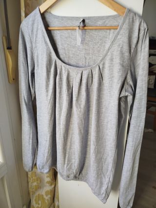 Camiseta gris manga larga talla XL