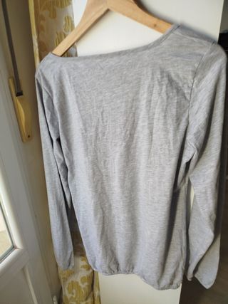 Camiseta gris manga larga talla XL
