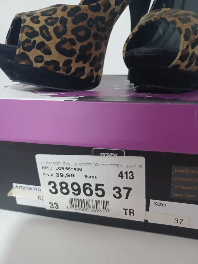 Zapatos tacón leopardo peep toe talla 37
