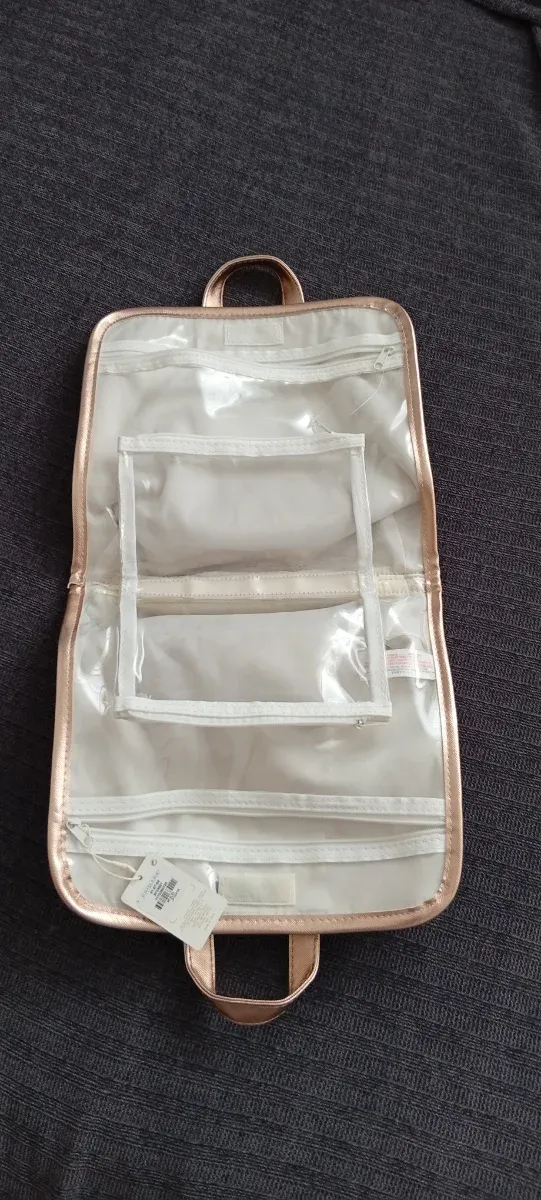 Neceser organizador colgante dorado y rosa