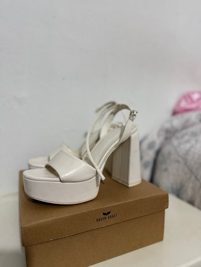 Sandalias Blancas Tacón Plataforma