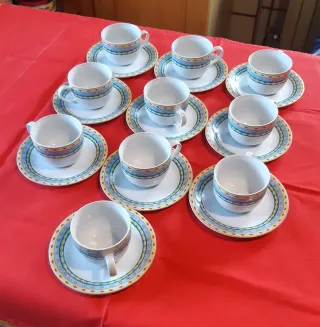 Set 10 Tazze Caffè Porcellana Multicolor