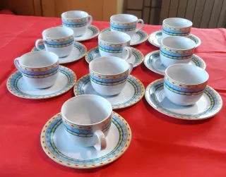 Set 10 Tazze Caffè Porcellana Multicolor