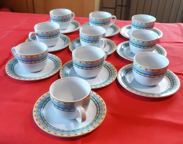 Set 10 Tazze Caffè Porcellana Multicolor