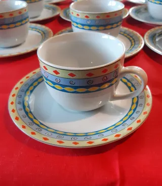 Set 10 Tazze Caffè Porcellana Multicolor