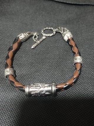 Pulsera Cuero Trenzado Vikinga dragón Mística