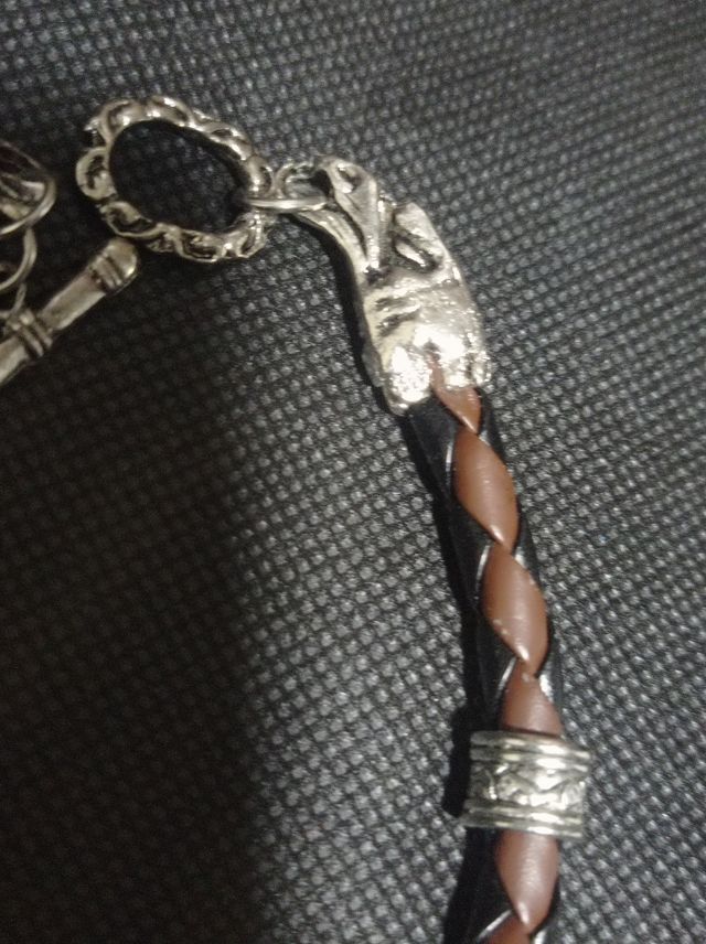 Pulsera Cuero Trenzado Vikinga dragón Mística