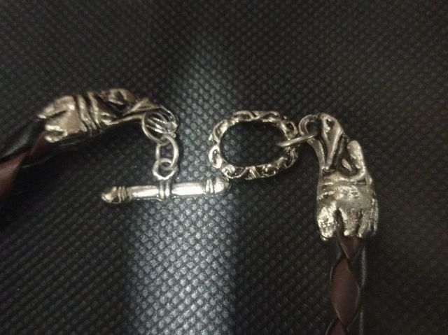 Pulsera Cuero Trenzado Vikinga dragón Mística