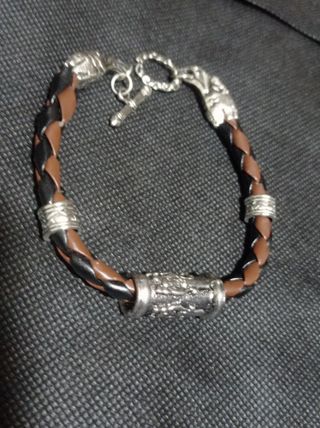 Pulsera Cuero Trenzado Vikinga dragón Mística