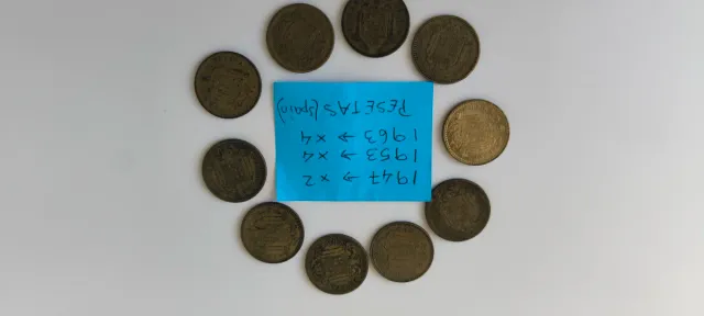 Pesetas España 1947, 1953, 1963
