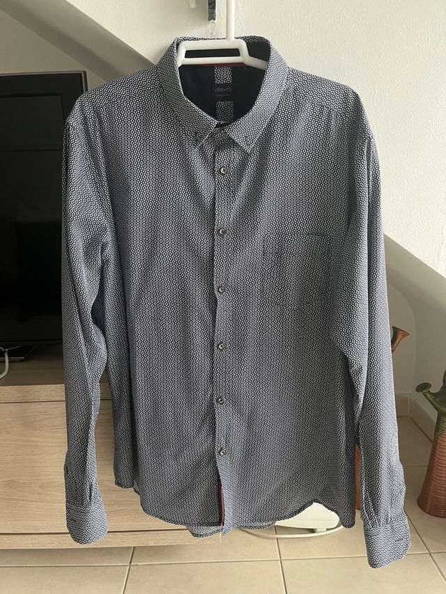 Camisa Davo Estampado Geométrico Azul Talla XL