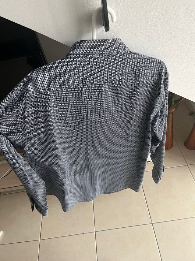 Camisa Davo Estampado Geométrico Azul Talla XL