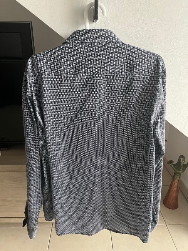 Camisa Davo Estampado Geométrico Azul Talla XL