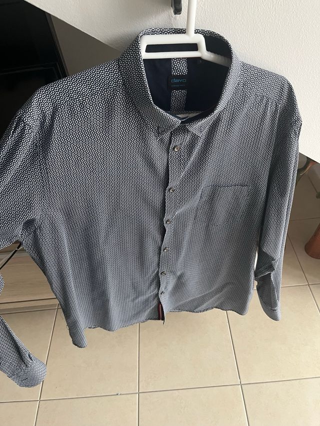 Camisa Davo Estampado Geométrico Azul Talla XL