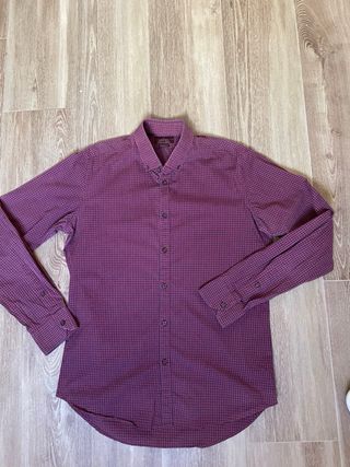 Camisa Zara cuadros morado talla M