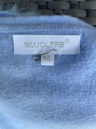 Cardigan azzurro con pelliccia