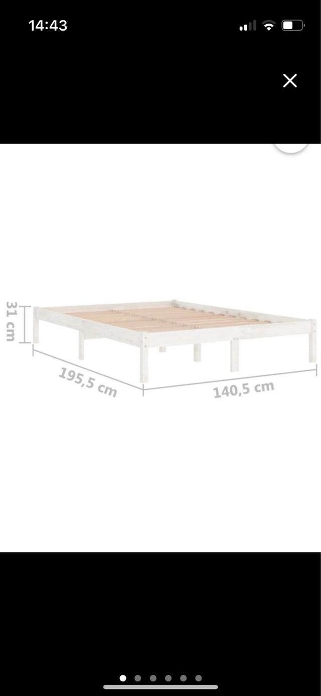 Somier de madera blanco para colchón de 190x135