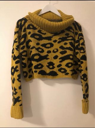 Maglioncino corto maculato collo ciambella