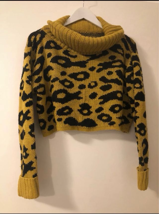 Maglioncino corto maculato collo ciambella