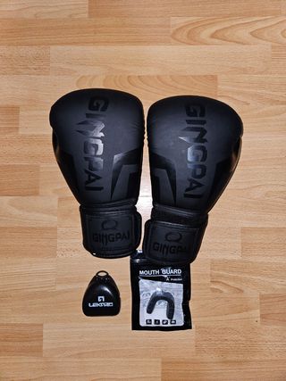 Guantes de boxeo GINGPAI + protector bucal NUEVO
