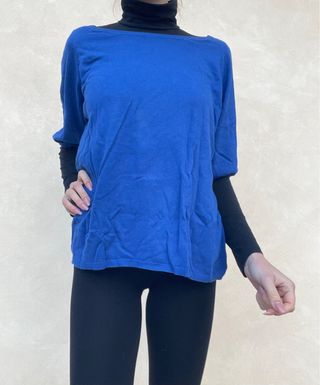 Zara Maglione Blu Maniche Corte