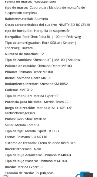 Bicicleta Mérida Ninety Six RC5000