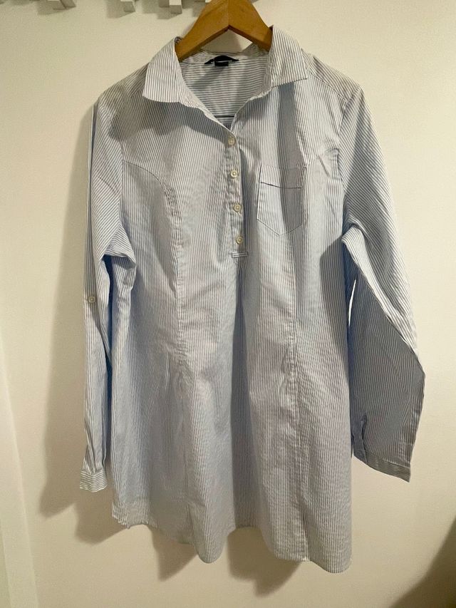 Camisa premama, algodón, rayas azul