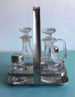 Set Oliera Sale Pepe Vetro Metallo Vintage