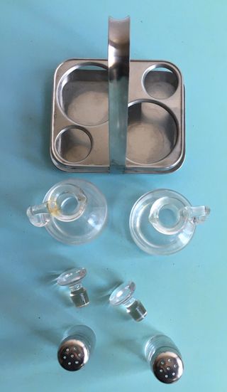Set Oliera Sale Pepe Vetro Metallo Vintage