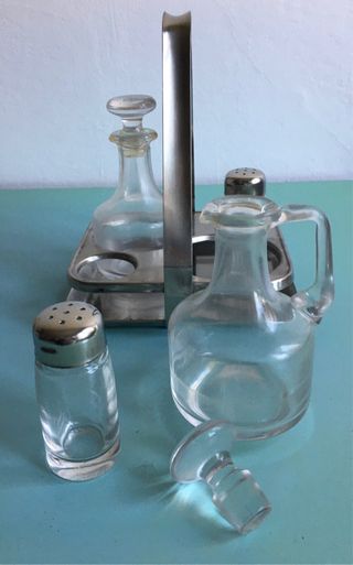 Set Oliera Sale Pepe Vetro Metallo Vintage