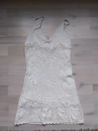Vestido Crochet Boho Beige/Blanco Talla S/M