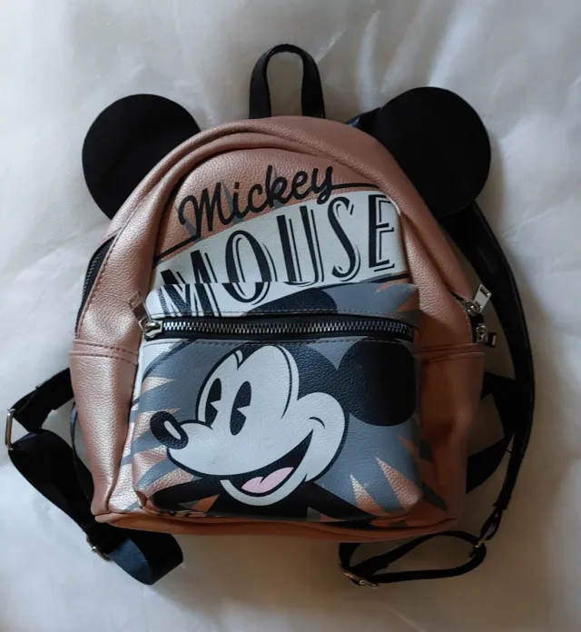 Mochila Mickey Mouse Orejas Negra y Dorada