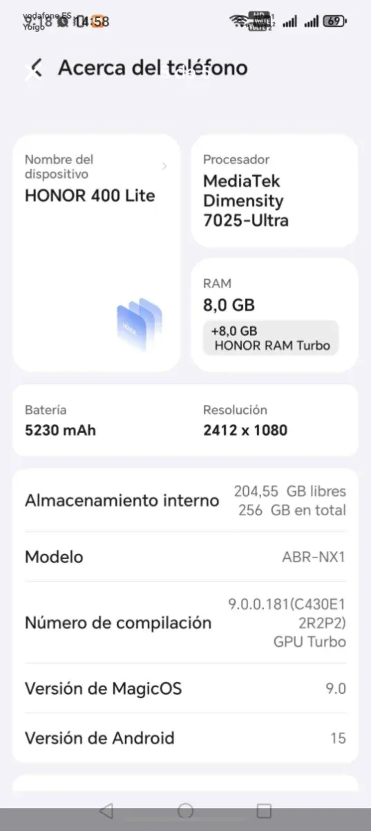 Honor 400 Lite 5G Dorado/Blanco